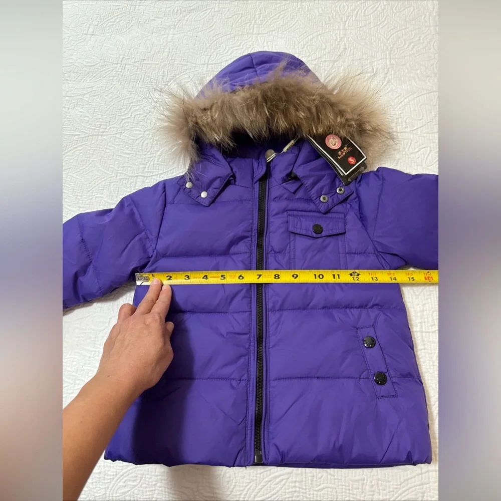 NWT Boppypig Girls Duck Down Puffer Jacket Fox Fur Hood Purple 12/18 Mon Kidcore